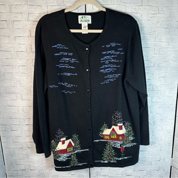 Quaker Factory vintage Embroidered beaded Christmas holiday Sweater  plus size - Picture 1 of 8